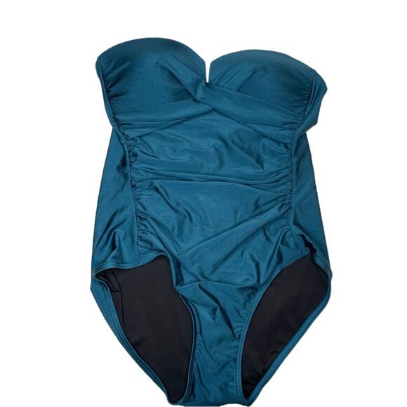Calvin Klein Tummy Control One Piece Swimsuit Cypress Shimmer Women’s Sz 16 - Picture 2 of 4
